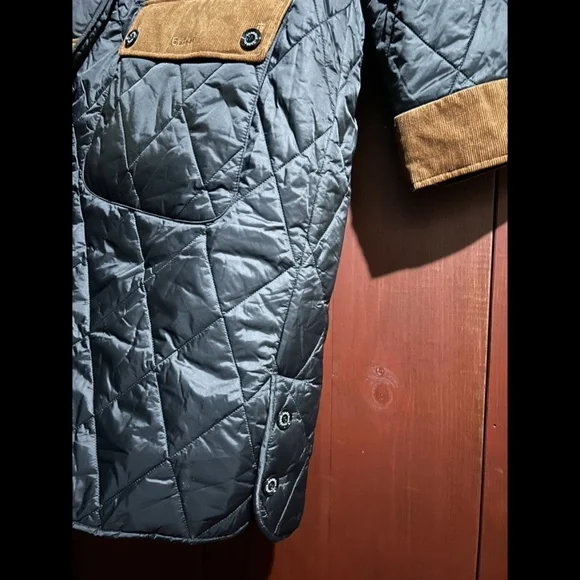 Barbour Mickley Quilted Jacket Black/Ancient Brown Corduroy Size 1X - NWT